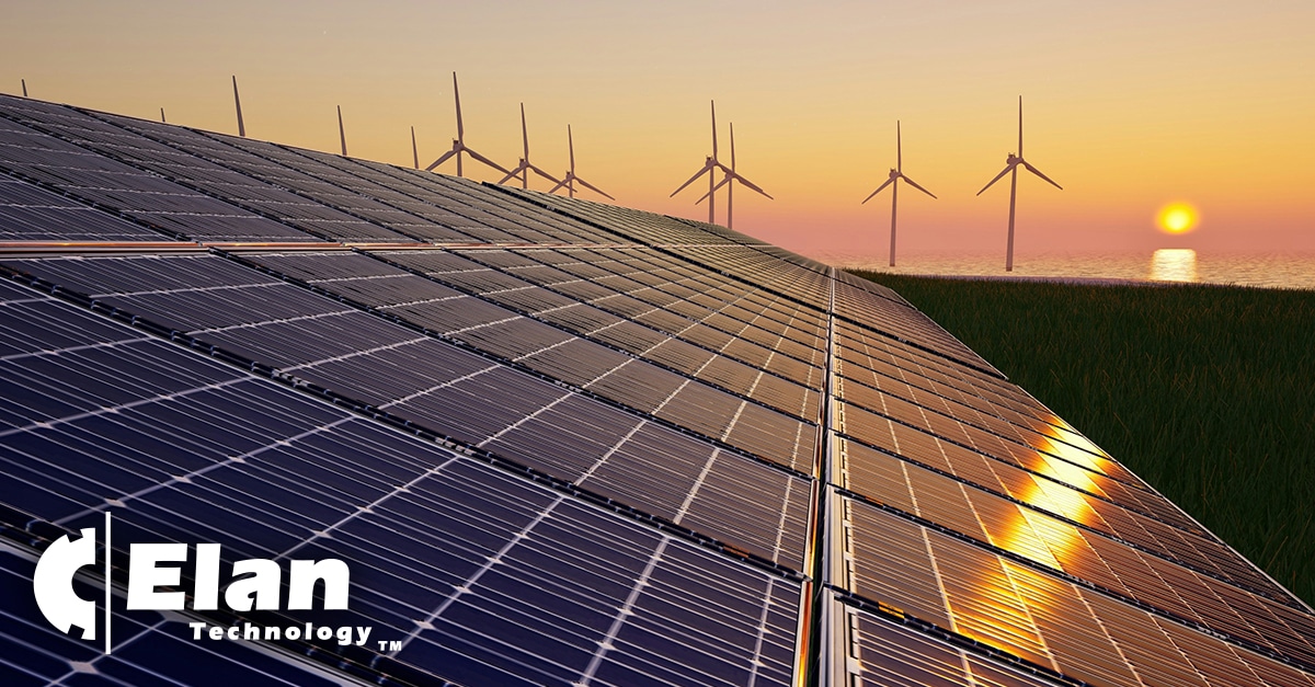 Solar Panels and Wind Turbines Showcasing Renewable Energy, Advanced Ceramics, Perovskite Solar Cells, Technical Glass, and Other Material Innovations